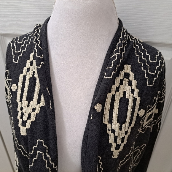 Lucky Brand Grey Embroidered Cardigan - Picture 2 of 8